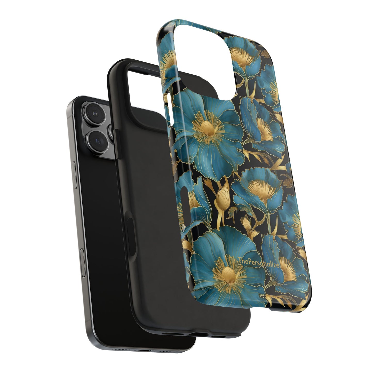Blue and Gold Floral Phone Case