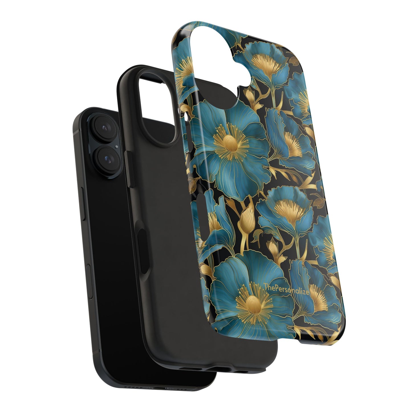 Blue and Gold Floral Phone Case