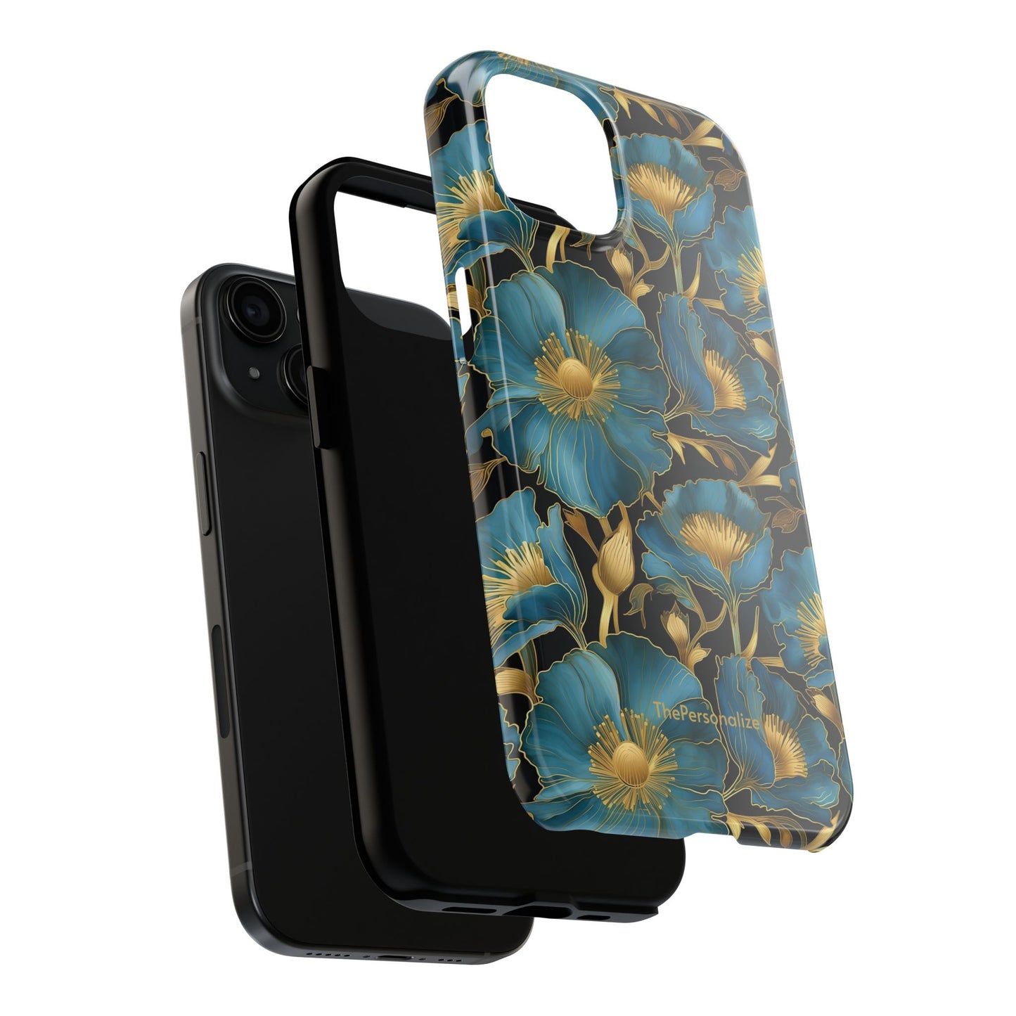 Blue and Gold Floral Phone Case