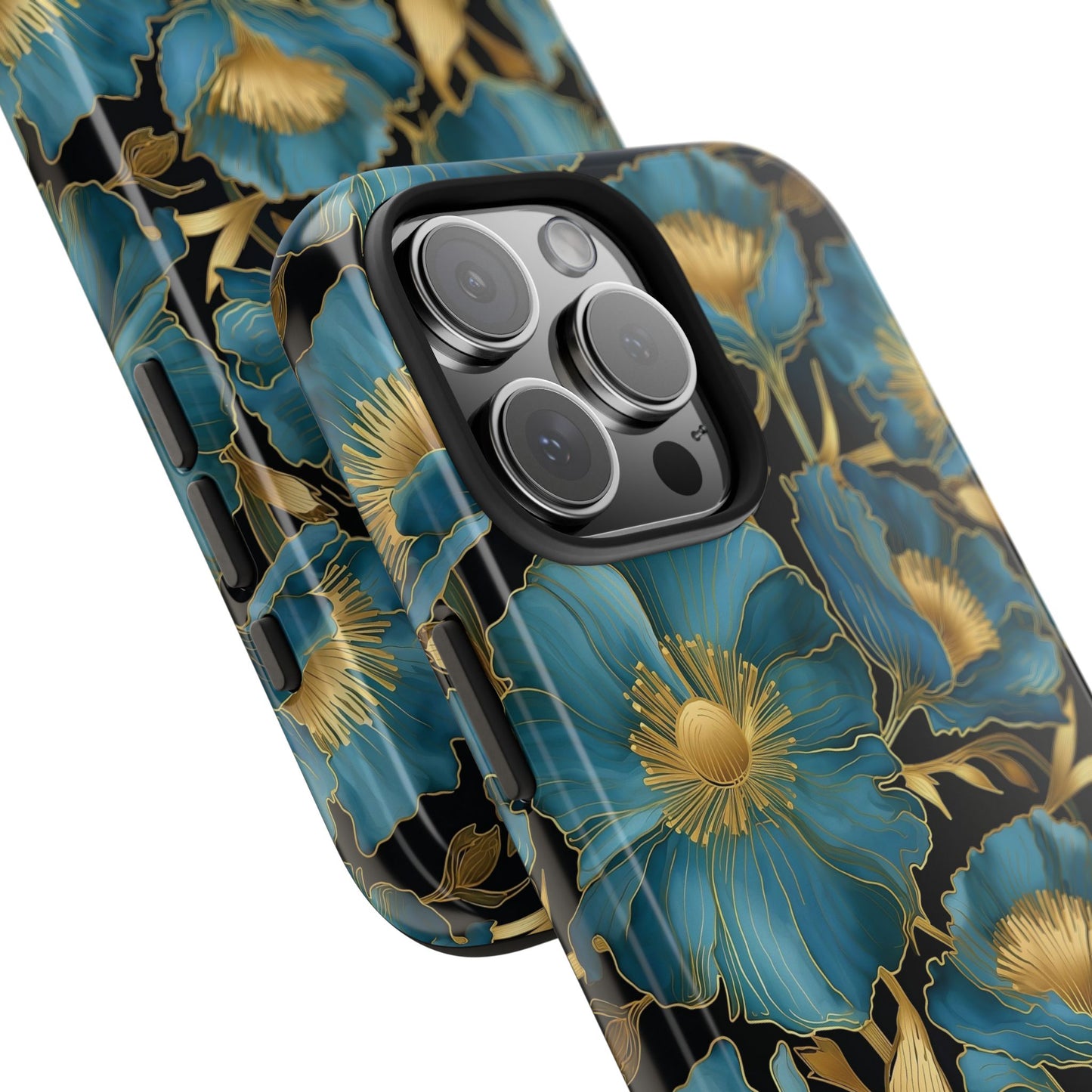 Blue and Gold Floral Phone Case